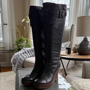 Miss Sixty Black Wedge Lynn Boots sz 37